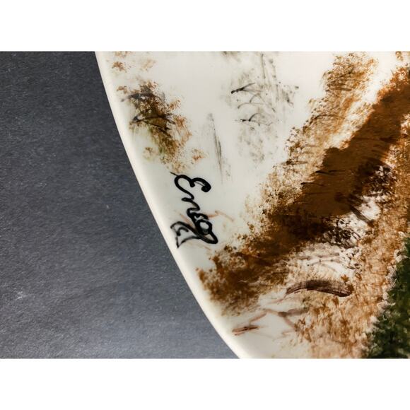 Coastal Winter Scene Hand Painted Large Trinket Dish | Triangular Footed - Picture 6 of 8